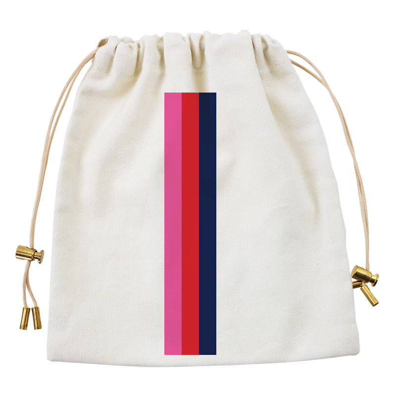 Cables and Chargers Pouch - Natural - Surfer Stripe Pink