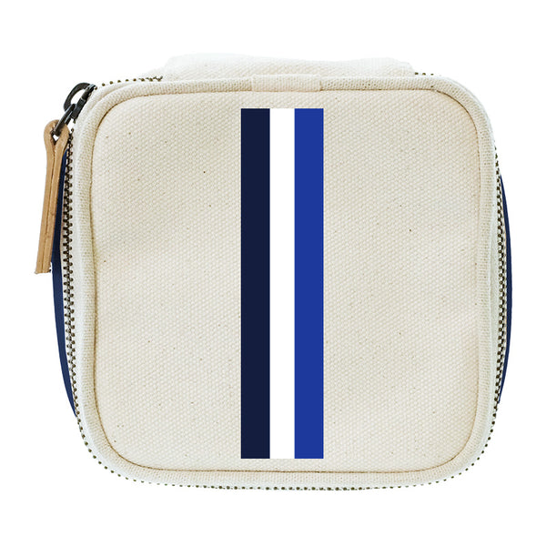 Travel Jewelry Box - Natural - Surfer Stripe Blue