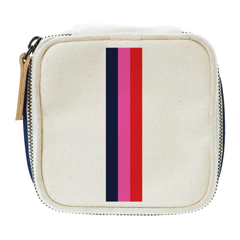 Travel Jewelry Box - Natural - Surfer Stripe Pink