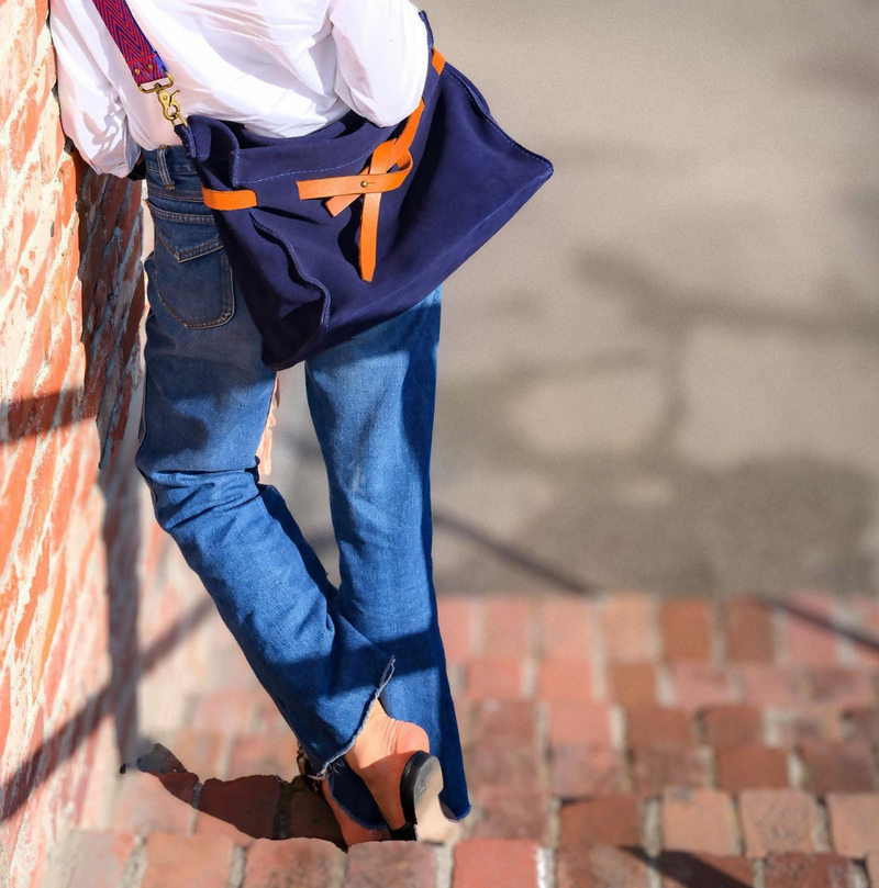 Adjustable Crossbody Strap - Zig Zag Navy & Red