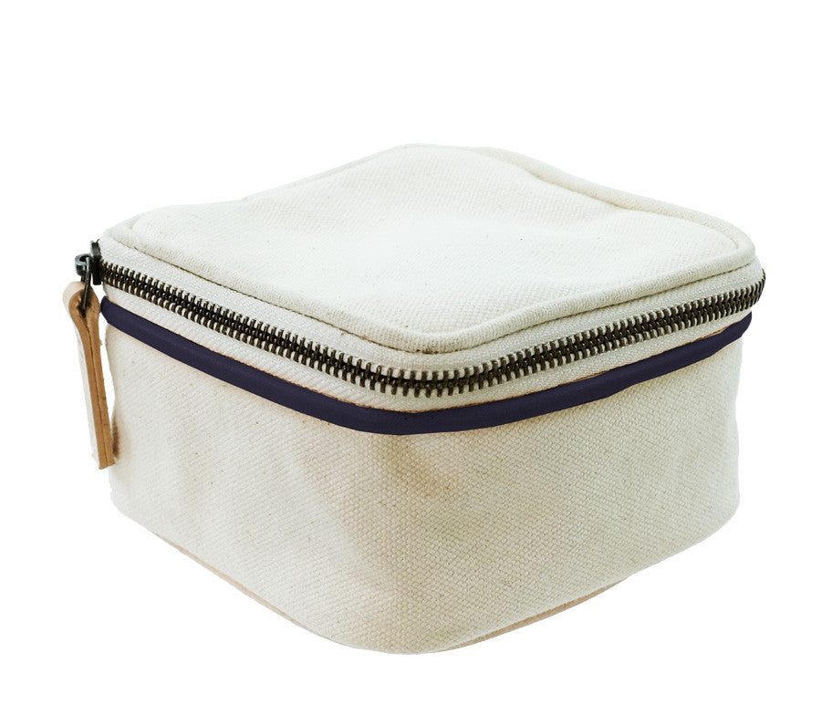 Travel Jewelry Box - Natural - Red and Pink Stripe